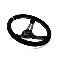 Volant DriftShop Tulipé (70 mm), Edition Spéciale "Pink Style", Cuir Retourné